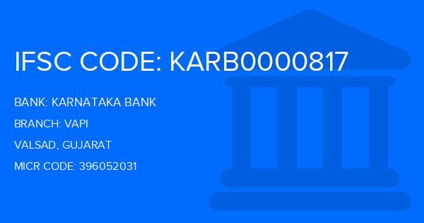 Karnataka Bank Vapi Branch IFSC Code