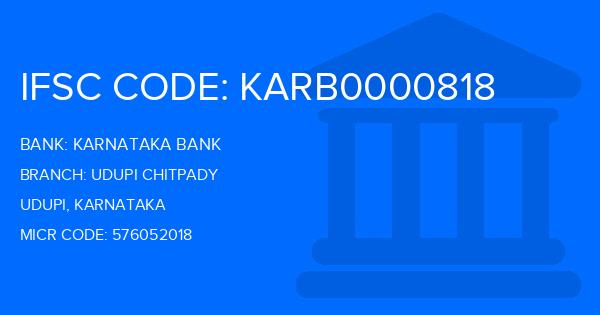 Karnataka Bank Udupi Chitpady Branch IFSC Code
