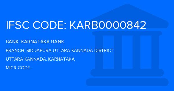 Karnataka Bank Siddapura Uttara Kannada District Branch IFSC Code