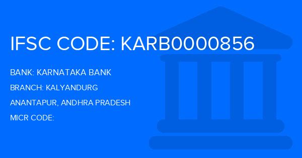 Karnataka Bank Kalyandurg Branch IFSC Code