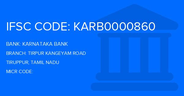 Karnataka Bank Tirpur Kangeyam Road Branch IFSC Code