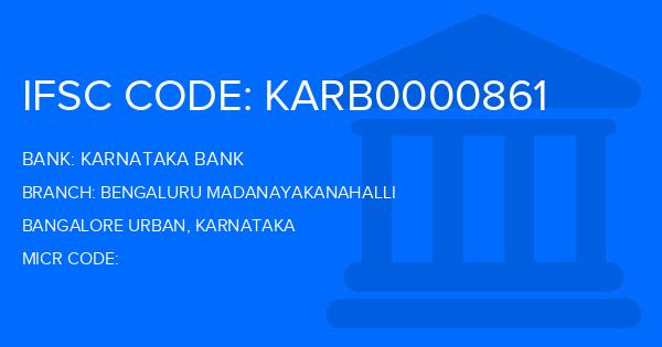 Karnataka Bank Bengaluru Madanayakanahalli Branch IFSC Code