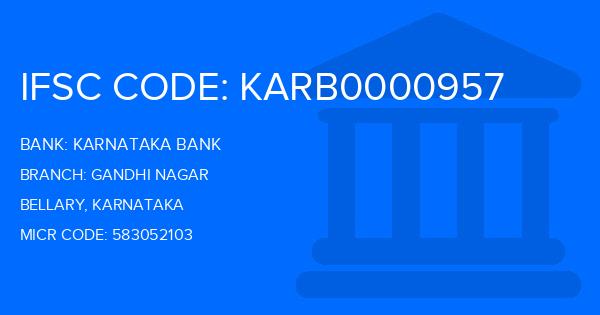 Karnataka Bank Gandhi Nagar Branch IFSC Code