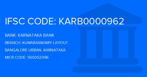 Karnataka Bank Kumaraswamy Layout Branch IFSC Code