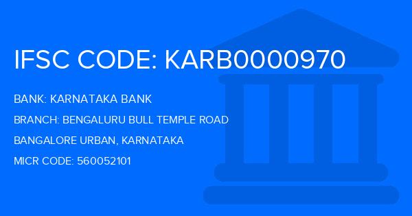 Karnataka Bank Bengaluru Bull Temple Road Branch IFSC Code