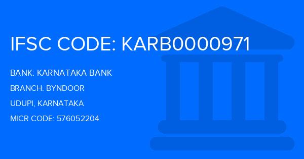 Karnataka Bank Byndoor Branch IFSC Code