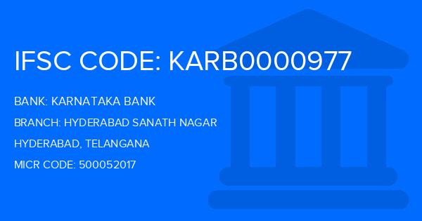 Karnataka Bank Hyderabad Sanath Nagar Branch IFSC Code