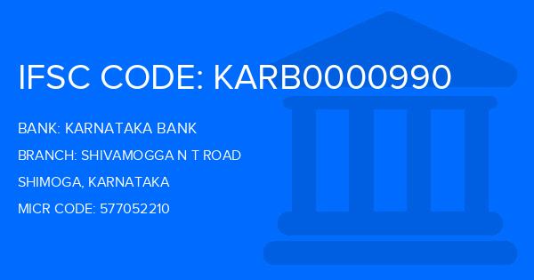 Karnataka Bank Shivamogga N T Road Branch IFSC Code
