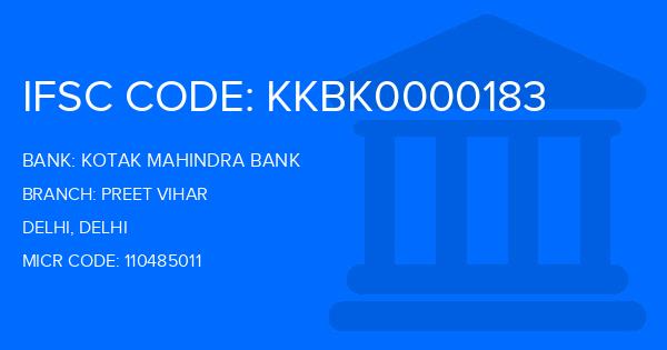 Kotak Mahindra Bank (KMB) Preet Vihar Branch IFSC Code