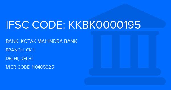 Kotak Mahindra Bank (KMB) Gk 1 Branch IFSC Code