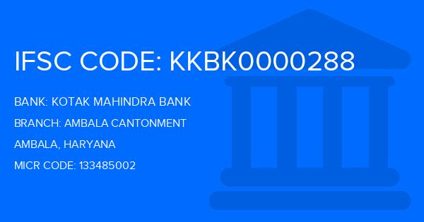 Kotak Mahindra Bank (KMB) Ambala Cantonment Branch IFSC Code