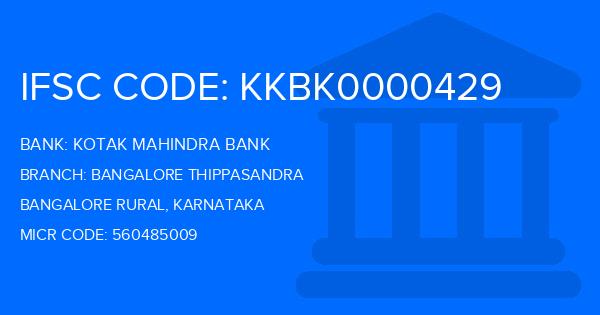 Kotak Mahindra Bank (KMB) Bangalore Thippasandra Branch IFSC Code