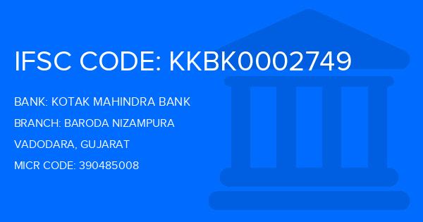 Kotak Mahindra Bank (KMB) Baroda Nizampura Branch IFSC Code