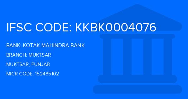 Kotak Mahindra Bank (KMB) Muktsar Branch IFSC Code