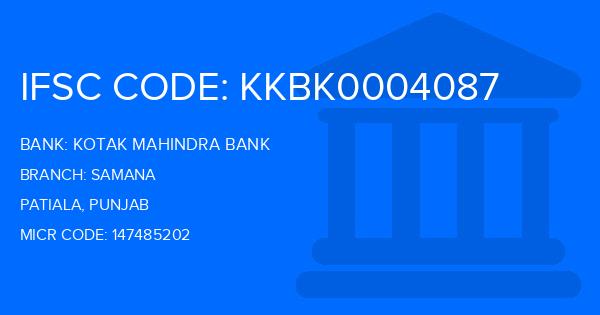 Kotak Mahindra Bank (KMB) Samana Branch IFSC Code