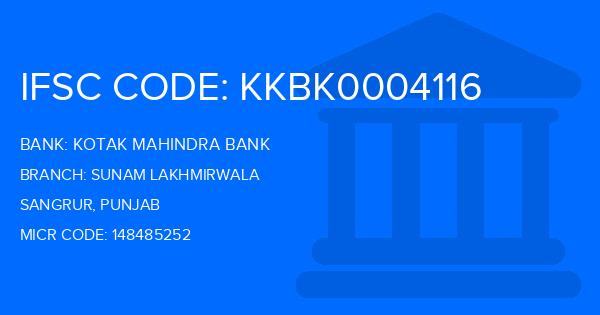 Kotak Mahindra Bank (KMB) Sunam Lakhmirwala Branch IFSC Code