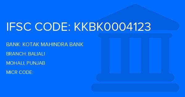 Kotak Mahindra Bank (KMB) Baliali Branch IFSC Code