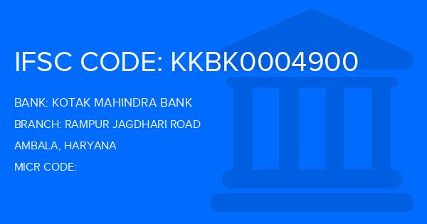 Kotak Mahindra Bank (KMB) Rampur Jagdhari Road Branch IFSC Code