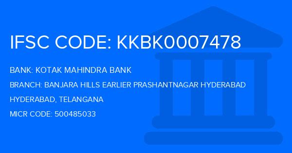 Kotak Mahindra Bank (KMB) Banjara Hills Earlier Prashantnagar Hyderabad Branch IFSC Code