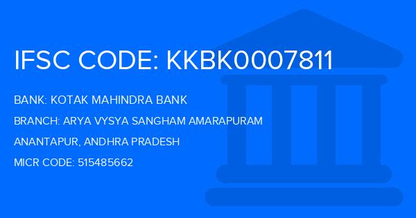 Kotak Mahindra Bank (KMB) Arya Vysya Sangham Amarapuram Branch IFSC Code