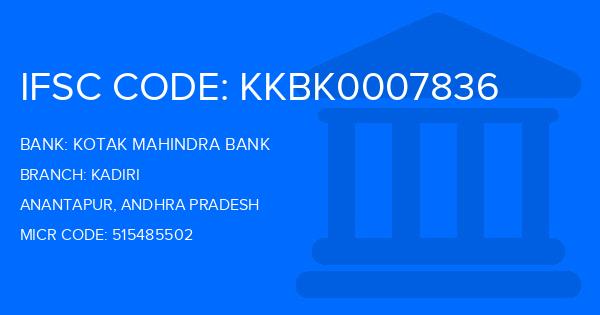 Kotak Mahindra Bank (KMB) Kadiri Branch IFSC Code