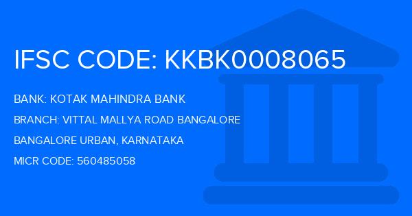 Kotak Mahindra Bank (KMB) Vittal Mallya Road Bangalore Branch IFSC Code