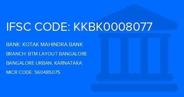 Kotak Mahindra Bank (KMB) Btm Layout Bangalore Branch IFSC Code