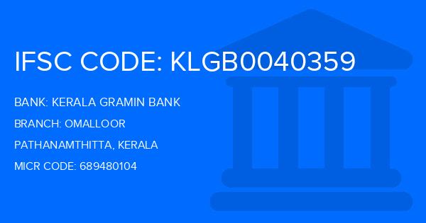Kerala Gramin Bank (KGB) Omalloor Branch IFSC Code