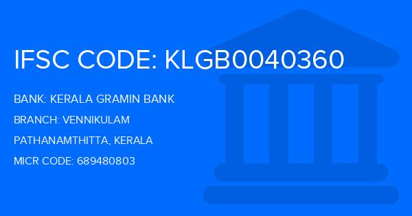 Kerala Gramin Bank (KGB) Vennikulam Branch IFSC Code