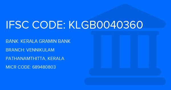 Kerala Gramin Bank (KGB) Vennikulam Branch IFSC Code