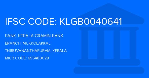 Kerala Gramin Bank (KGB) Mukkolakkal Branch IFSC Code