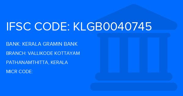 Kerala Gramin Bank (KGB) Vallikode Kottayam Branch IFSC Code