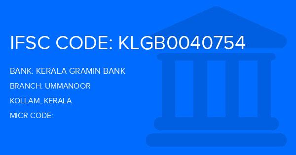 Kerala Gramin Bank (KGB) Ummanoor Branch IFSC Code