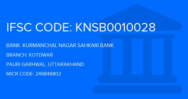Kurmanchal Nagar Sahkari Bank Kotdwar Branch IFSC Code
