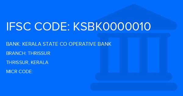Kerala State Co Operative Bank Thrissur Branch IFSC Code