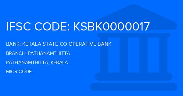 Kerala State Co Operative Bank Pathanamthitta Branch IFSC Code