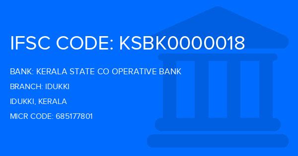 Kerala State Co Operative Bank Idukki Branch IFSC Code