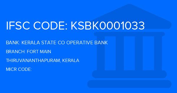 Kerala State Co Operative Bank Fort Main Branch IFSC Code