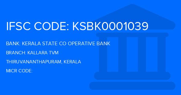 Kerala State Co Operative Bank Kallara Tvm Branch IFSC Code