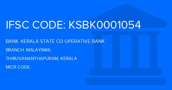 Kerala State Co Operative Bank Malayinkil Branch IFSC Code