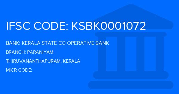 Kerala State Co Operative Bank Paraniyam Branch IFSC Code