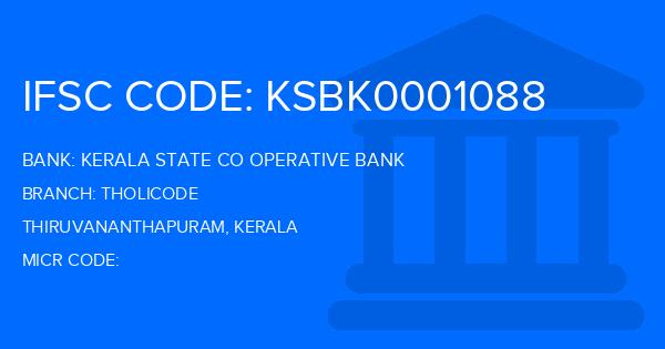 Kerala State Co Operative Bank Tholicode Branch IFSC Code