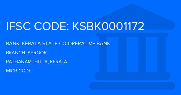 Kerala State Co Operative Bank Ayroor Branch IFSC Code