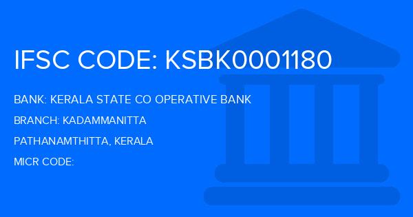 Kerala State Co Operative Bank Kadammanitta Branch IFSC Code