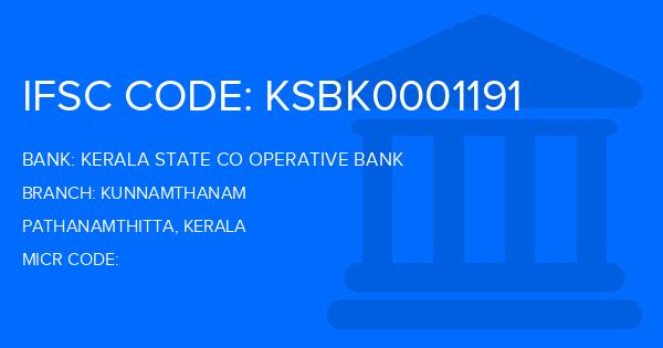 Kerala State Co Operative Bank Kunnamthanam Branch IFSC Code