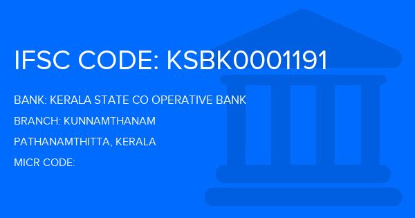 Kerala State Co Operative Bank Kunnamthanam Branch IFSC Code