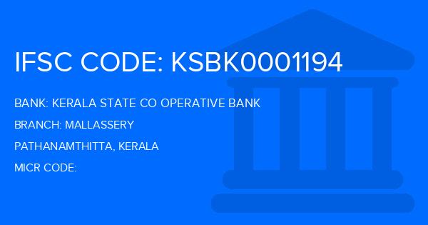 Kerala State Co Operative Bank Mallassery Branch IFSC Code