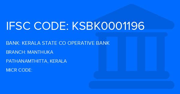 Kerala State Co Operative Bank Manthuka Branch IFSC Code