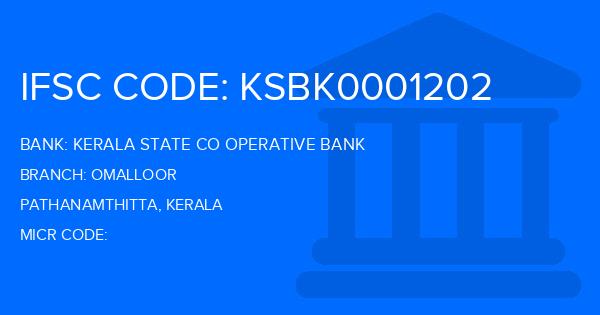 Kerala State Co Operative Bank Omalloor Branch IFSC Code