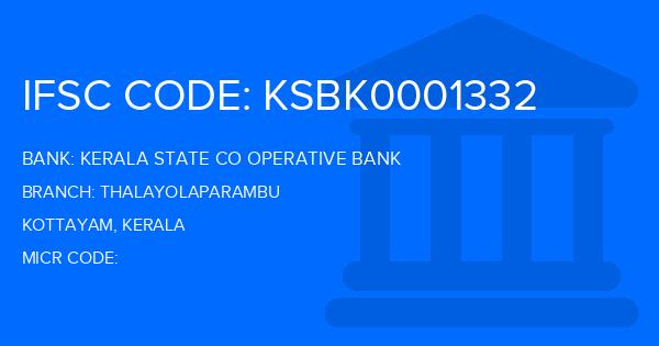 Kerala State Co Operative Bank Thalayolaparambu Branch IFSC Code
